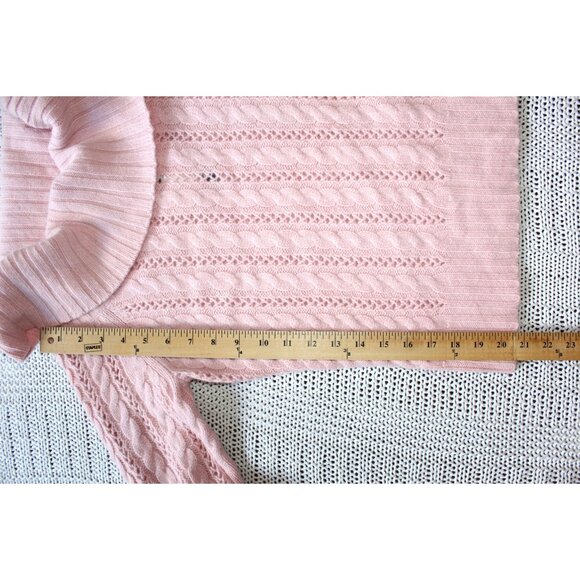 NWT Express Cable Knit Pink Sweater Off Shoulder Size M Wool Cashmere Angora - Picture 3 of 7